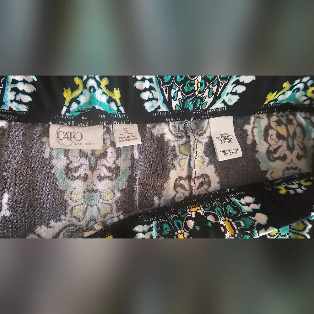 Cato Maxi Skirt Black Turquoise Medallion Paisley Print - Picture 3 of 4
